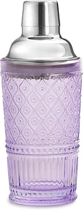 Godinger Cocktail Shaker, Martini Shaker, Glass Cocktail Shaker, Vintage Decor - 17oz, Claro Collection, Lavender