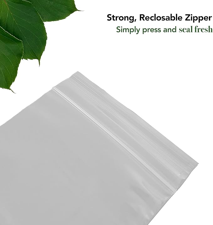 Quart Resealable Plastic Bags 1000 Pack — Clear Reclosable 7 x 8 Inch Food Storage Bags with Zipper Seal for Freezer, Meal Prep, BPA Free