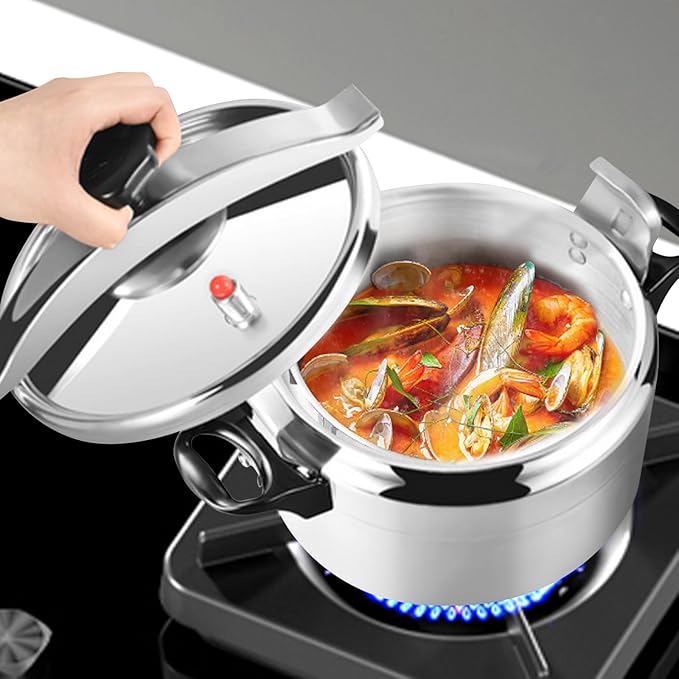 3-Quart Aluminum Alloy Pressure Cooker with Super Safety Lock, Family Small Mini Pressure Cooker - Explosion Proof, Electric Pressure Cookers for Halogen Oven, Gas Stove and Ceramic Hob