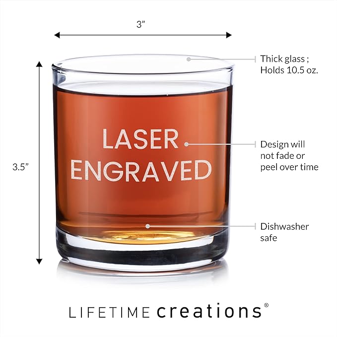 Lifetime Creations Engraved Personalized Monogrammed Whiskey Glass 10.5 oz - Old Fashioned Rocks Glass with Initial and Name, Monogram Scotch Glass, Dishwasher Safe, Made in USA