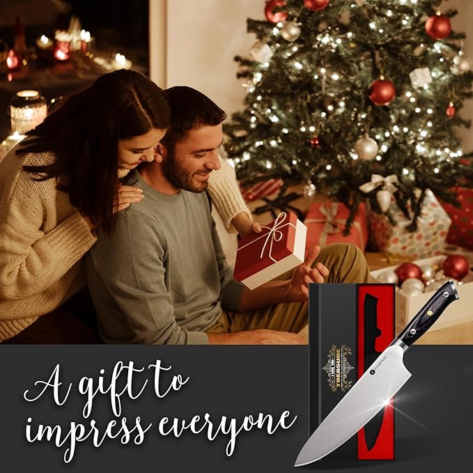 8 inch Professional Chef Knife, Sharp Kitchen Knife, German High Stainless Steel EN1.4116, Gifts for Men Women Him Husband Dad, Christmas Anniversary Birthday Gift from Wife Daughter Son