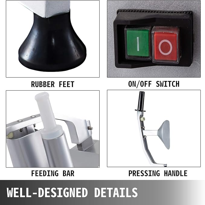 VEVOR Commercial Food Processor 2 Feeding Holes, 550W Electric Vegetable Slicer 1600 RPM, Stainless Steel Vegetable Processor Detachable 6-blades, 3mm/4mm/7mm Shred, 2mm/4mm Slice