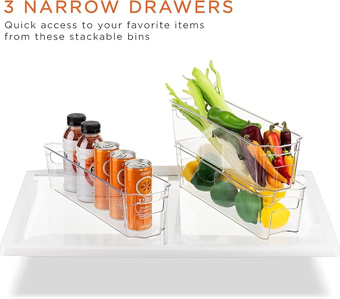 Sorbus Fridge Organizer Bins – Set of 8 Refrigerator Organizers and Storage Containers, Stackable Freezer Bins and House Essentials for New Home, BPA-Free Pantry Drawer Organizers