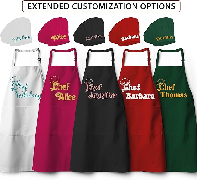 Custom Aprons for Women and Men, Personalized Chef Apron, Personalized Kitchen Apron with Pockets, Grilling & Cooking Aprons, Delantales de Cocina para Mujer, Gifts for Chefs