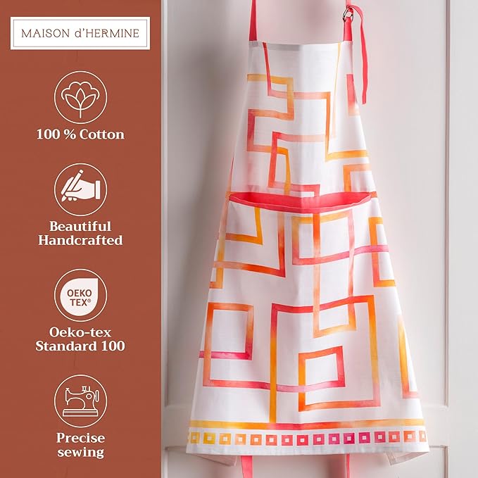 Maison d' Hermine 100% Cotton Apron for women with Pocket Kitchen Chef Apron for Men Cooking Gardening Server Waitress
