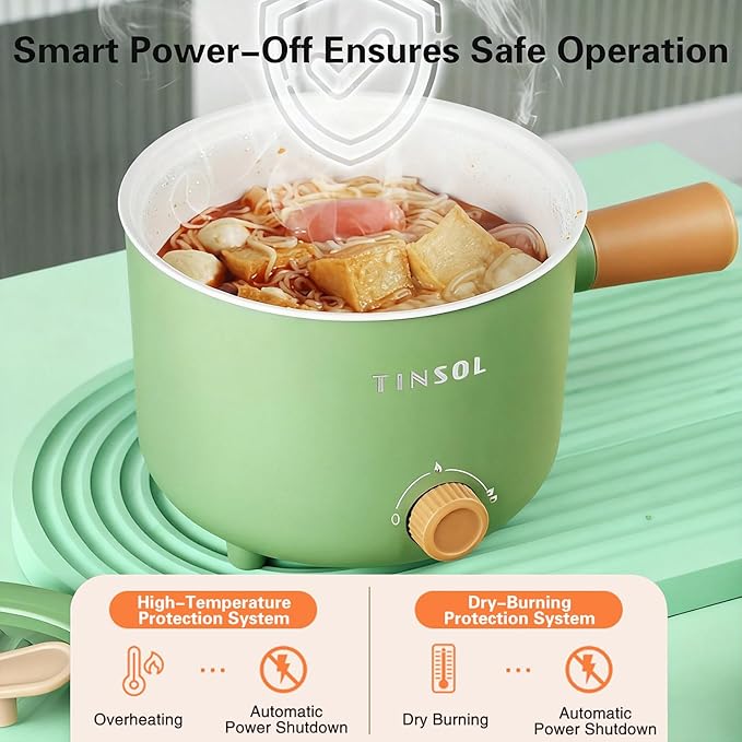 2L Multi-Function Electric Pot, Portable Mini Rice Cooker, 600W Non-Stick Sauté Pan, Two-Speed Adjustable Hot Pot Electric Suitable for Steak, Eggs, Fried Rice, Pasta, Mushroom Soup