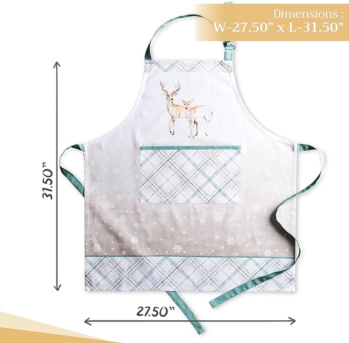 Maison d' Hermine 100% Cotton Apron for women with Pocket Kitchen Chef Apron for Men Cooking Gardening Server Waitress