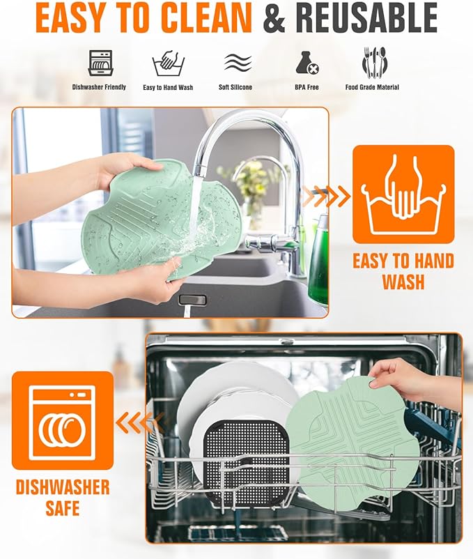 2 PCS Air Fryer Trivets Silicone and Splatter Shield for Ninja Crispi,Heat Resistant Mat for Air Fryer for Air Fryer Accessories,for Ninja Combi Accessories Kitchen Air Fryer Trivet (Green&Black)