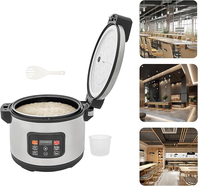 Commercial Rice Cooker & Food Warmer 60 CUPS Cooked Rice | 13L/13.8Qt Extra Large Multifunctional Electric Rice Cooker | 1850W Fast Cooking | Auto Turn Warming | Smart preset from 30 min-24 Hrs