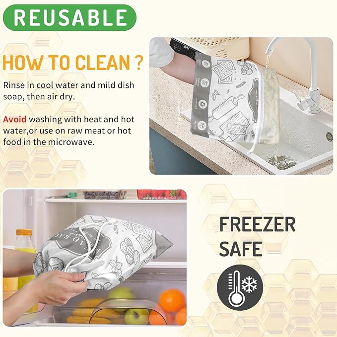 2-Pack Beeswax Bread Bags for Homemade Bread, Grey Reusable Sourdough Storage Bags with Premium Beeswax Coating for Loafs Baguette Fresh Keeping,Great Homesteading Essentials and Baking Gifts.