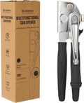 Restaurantware Stainless Steel Magnetic Manual Can Opener - German Standard Black Crank Can Opener with Magnet, Ergonomic Handle, Non-Slip - Heavy-Duty Hand Can Opener, Easy Turn, Sharp Blade