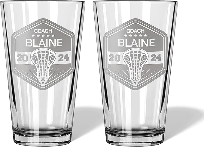 Personalized Lacrosse Coach gift - Coaches gift, Lacrosse, LAX, Lacrosse Coach, Beer glass, Coach gift, Lacrosse coach Gifts, Football Coach, Lax Coach (Lacrosse, Dbl Pint Gift Box)