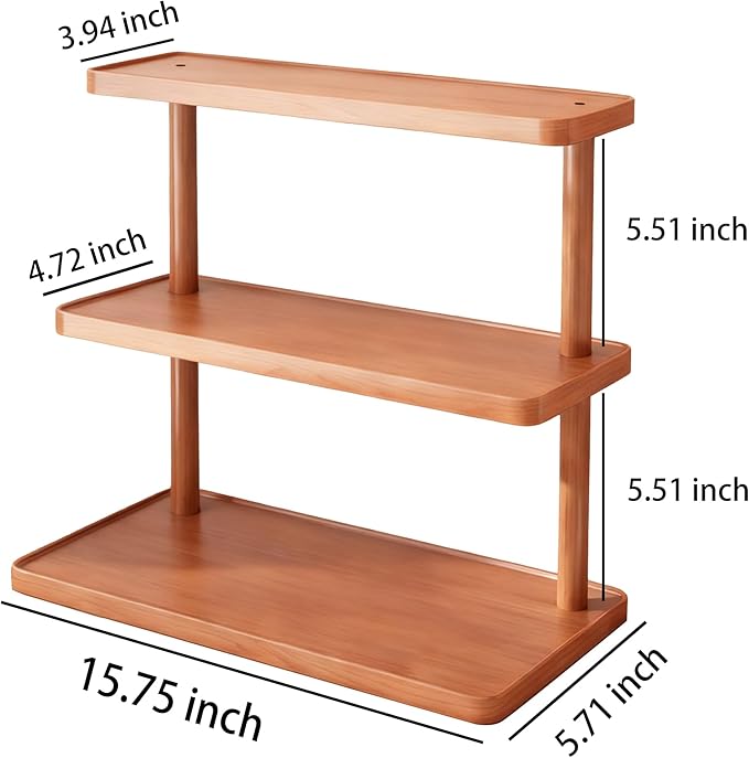 3-Tier Bamboo Mug Holder Countertop Coffee Station Organizer Spice Rack Shelf Mug Rack for Kitchen Cabinets