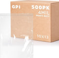 10" x 13" Heavy-Duty Zip Bags - 500 Count - Clear Plastic Reclosable Zipper Baggies, 4 Mil Thick Freezer Storage Poly Bags for Packaging Food, Clothing, Tools & Sharp Objects.