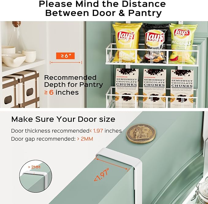 White 8-Tier Over The Door Pantry Organizer, Pantry Organization And Storage, Metal Hanging Spice Rack Shelves Door, Home & Kitchen Essentials, Laundry Room Bathroom Organization