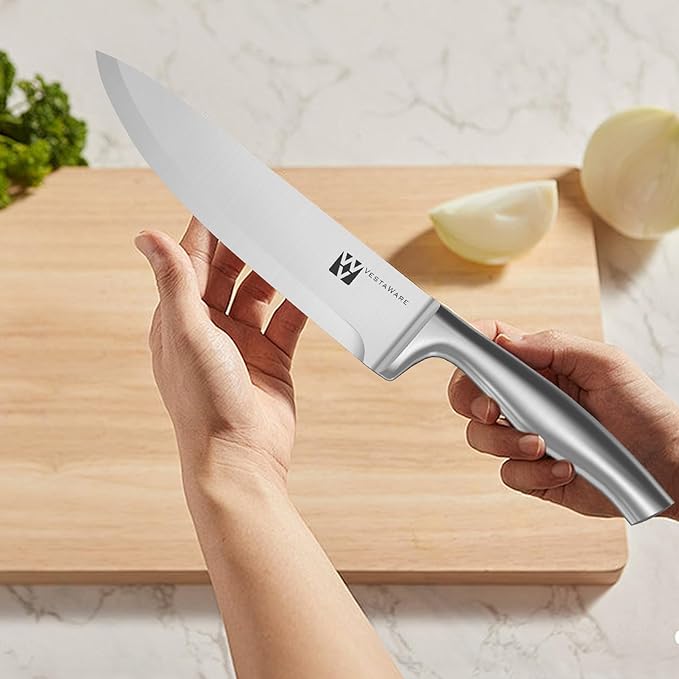 14 Pieces Knife Set with Block, Premium Knives Set For Kitchen, Knife Block Set Stainless Steel With Steak Knives, Dishwasher Safe, Ergonomic Handle, Natural Wooden Block, Gifts For Women
