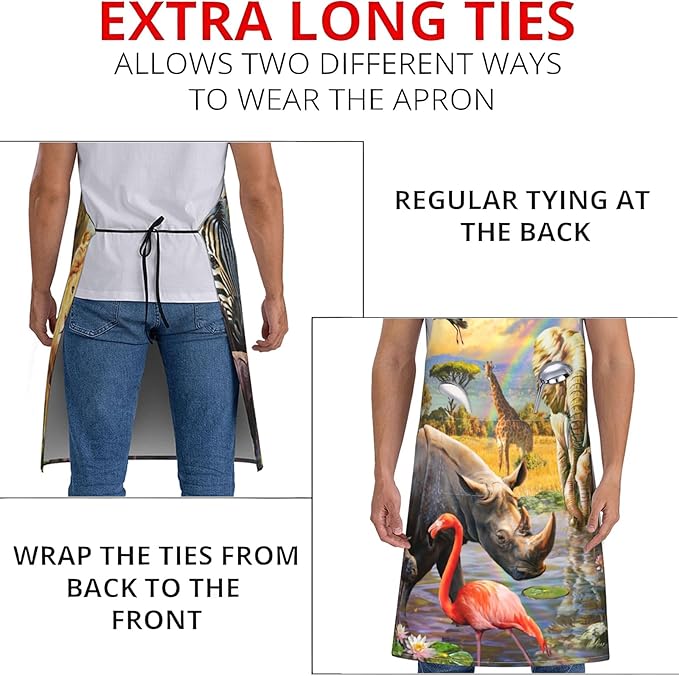 Colorful Pug Apron for Women Men 28x33in, Kitchen Chef Aprons with 2 Pockets, Polyester, Pug Dog Apron