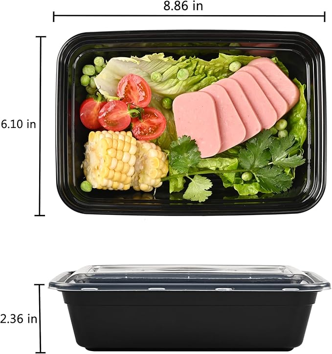 LOKATSE HOME Meal Prep Containers 150 pack 1 Compartment with Lids, Food Storage Bento Stackable Reusable Lunch Boxes, BPA-Free Microwave/Dishwasher/Freezer Safe(38 oz)