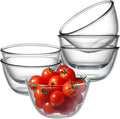 NUTRIUPS 6 Pack 13oz Small Glass Bowls Set Glass Cereal Bowls for Oatmeal, Ice Cream and Fruit (4.5 inch)
