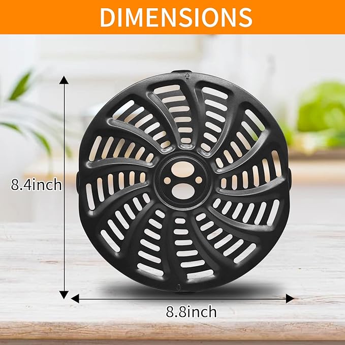 Air Fryer Grill Plate for Gourmia GAF566 GAF536 GAF556 5QT, Nonstick 8.8''×8.4'' Air Fryer Replacement Parts Rack Tray Basket Grill Pan Accessories Crisper Plate with Rubber Bumpers