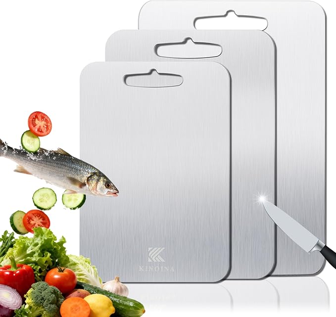Titanium Cutting Board - 100% Pure Titanium Chopping Board for Kitchen, Camping | Lightweight, Odorless, Dishwasher Safe, Non-Toxic | Professional Chef & Home Cook Essential (15.4''L×11''W)