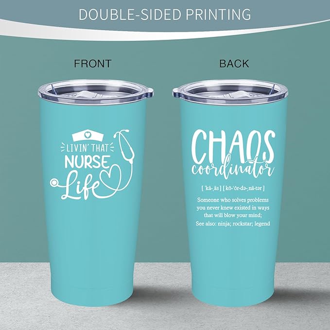 Nurse Christmas Gifts for Women - RN/LPN Gifts for Nurses - Gift for Nurse Practitioner - Nursing Student Gift, 20 oz Stainless Steel Tumbler With Lid & Straw