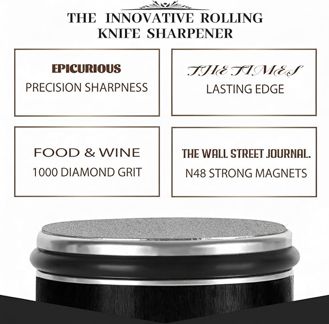 YOHO Rolling Knife Sharpener Kit, Upgraded Knife Sharpeners Industry Diamond Knife Sharpening Kit Tool Kitchen Knife Sharpener with 15 and 20 Degree Magnetic Angle Base for Kitchen Knives - Gifts