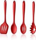 LIANYU 4Pcs Kitchen Utensils, Silicone Cooking Utensils Set, Heat Resistant Cooking Tools, Include Turner, Spoon, Pasta Server for Nonstick Cookware, Healthy & Dishwasher Safe, Red