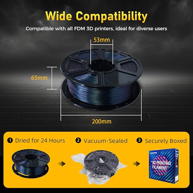 FLASHFORGE Rapid PETG Filament 1.75mm Burnt Titanium, 600mm/s Fast Printing, 3D Printer Filament 1kg Spool, Dimensional Accuracy +/- 0.02mm, Changing Colors with Light, Perfectly Hide The Layer Line