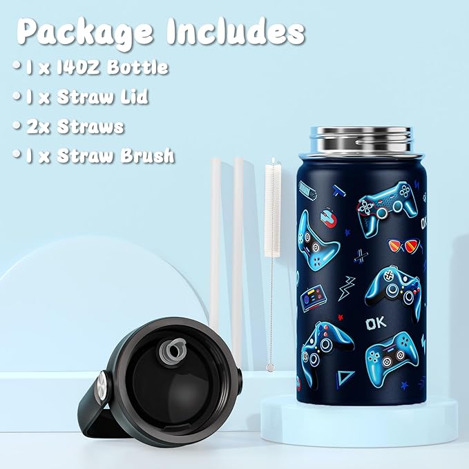 Bevalsa Kids Bento Lunch Box with 6 Compartment, Stainless Steel Metal Water Bottle, Insulated Bag & Utensils, BPA-Free Leakproof Food Container for School Boys Girls, Back To School Gift