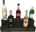Tiered Bottle Shelf | 2 Tier Liquor Bottle Display | Bar Organization | Display Shelf | Wine Shelf | Bar Display | Kitchen Counter Shelf (24", Black)