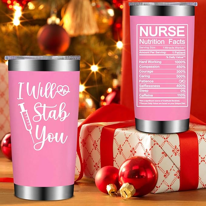 Nurse Gifts for Women - Nurses Week Gift - Nurse Graduation Appreciation Christmas Gifts for Nurses, Practitioner - 20oz I Will Stab You Tumbler Cup