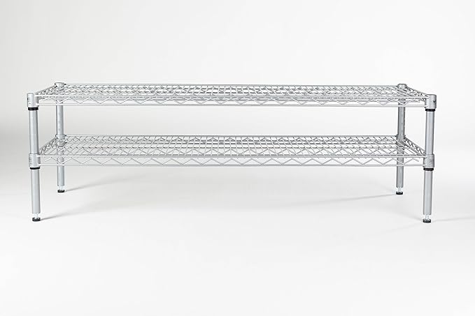 Omega Shelving Storage | 2 Tier Starter Shelving Unit 21" Deep x 54" Wide x 36" High - 800 lb Weight Capacity per Shelf, Adjustable Wire Shelving, Tool-Free Assembly |Grey Shelving