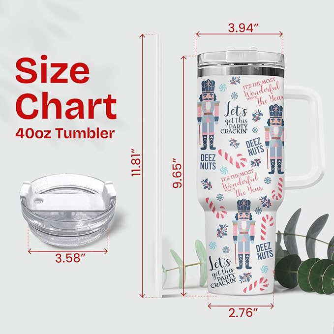 34HD Christmas Gifts for Women, Movie Tumbler 40 Oz with Handle, Coffee Travel Cup, Xmas Coffee Mug, Movie Lovers Gifts