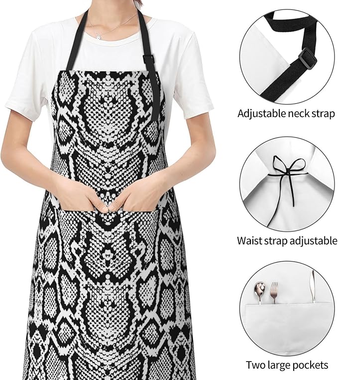 Snakeskin Aprons Cool Aprons with Pockets and Adjustable Mens Apron for Gardening Cooking Kitchen