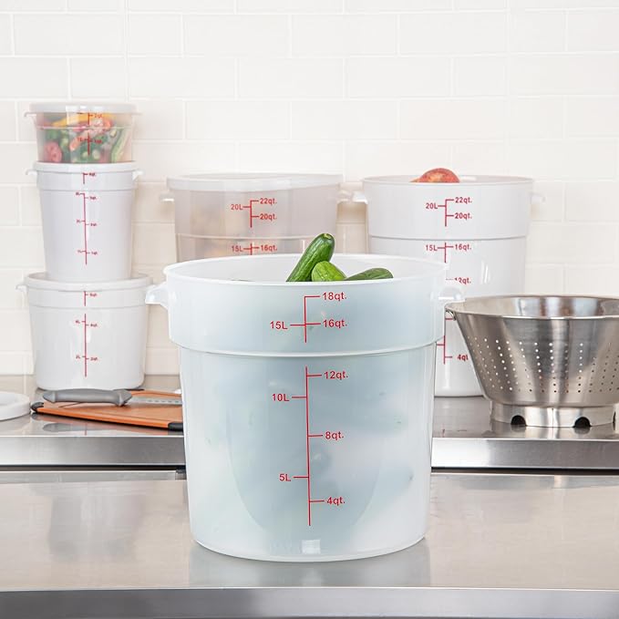 Restaurantware-Met Lux 18 Quart Food Storage Container, 1 Translucent Storage Container - Lids Sold Separately, Red Volume Markers, Dishwashable Container, Side Handles, For Storing Foods