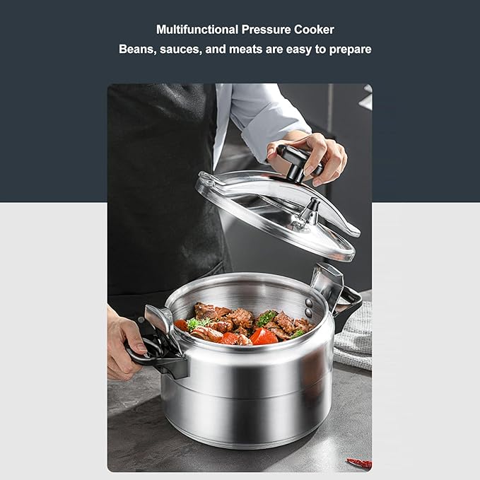Quart Pressure Cooker, Aluminum Pressure Cooker Pot with Pressure Gauge and Cooking Rack for Family or Commercial Use (4L)