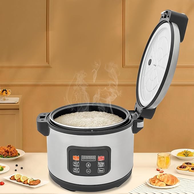 Commercial Rice Cooker & Food Warmer 60 CUPS Cooked Rice | 13L/13.8Qt Extra Large Multifunctional Electric Rice Cooker | 1850W Fast Cooking | Auto Turn Warming | Smart preset from 30 min-24 Hrs
