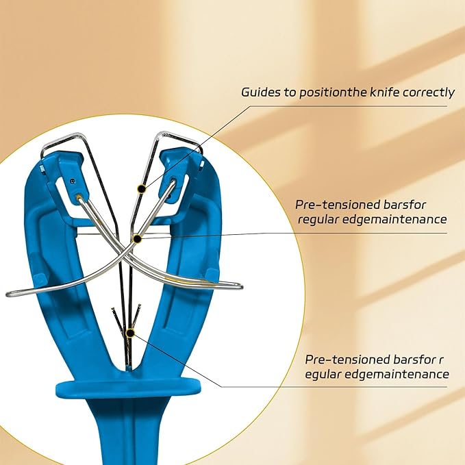 Stainless Steel Knife Sharpener Tool with Bracket, Maintenance Sharpening Tool for Kitchen Abattoirs Knives Helps Repair Sharpens, Hones, Polishes Blades (Blue)