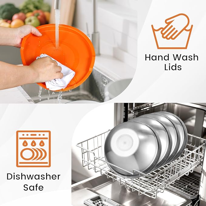 BEWOS 21 Pcs Mixing Bowls with Lids - 7 Stainless Steel Bowls, 3 Graters, 11 Practical Kitchen Accessories, Dishwasher Safe, Ideal for Baking, Meal Prep & On-the-Go, Easy to Store
