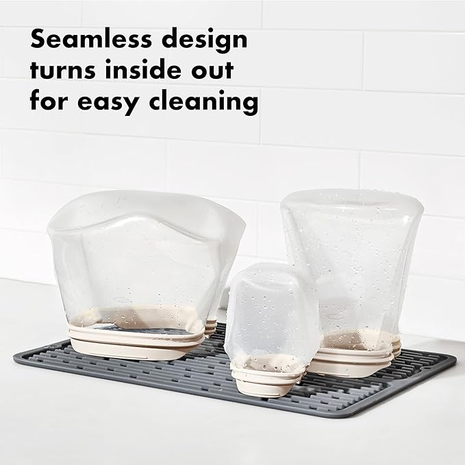 OXO Good Grips Silicone Reusable Bag – Stand-Up Snack (12 oz) – Oat