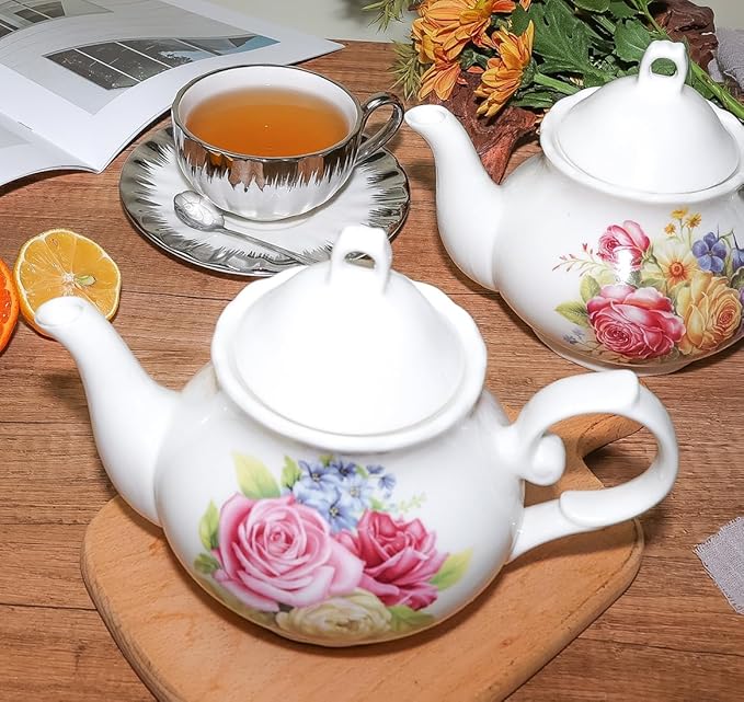 Classic Vintage British Royal Style Ceramic Teapot, 30OZ Large Teapot Perfect for Everyday Gatherings (green, Large)