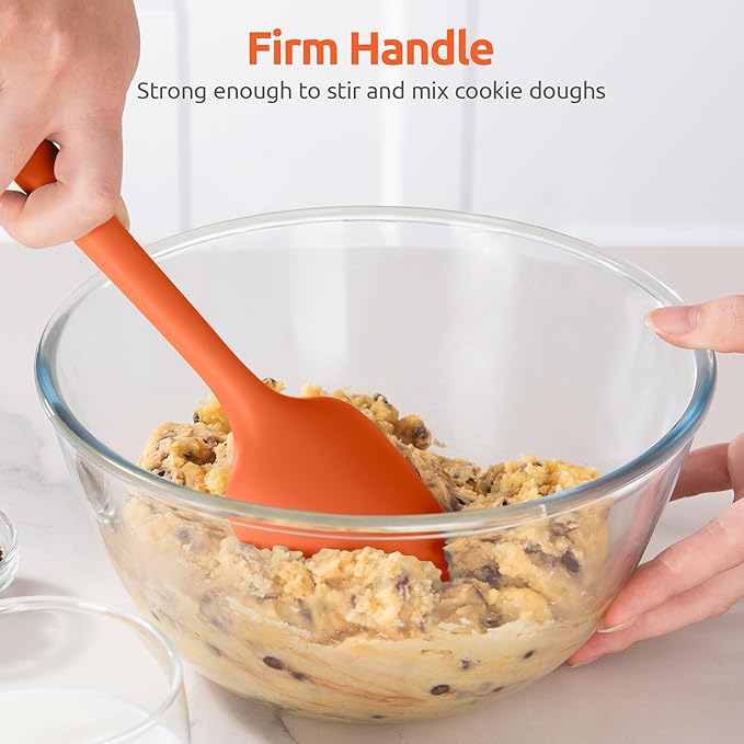 600ºF Heat Resistant Silicone Spoons: U-Taste Flexible Baking Spoon Spatula & Cooking Scoop Spoonula, Seamless Soft Kitchen Utensils for Serving, Scraping, Scooping in Non-Stick Cookware (Orange)