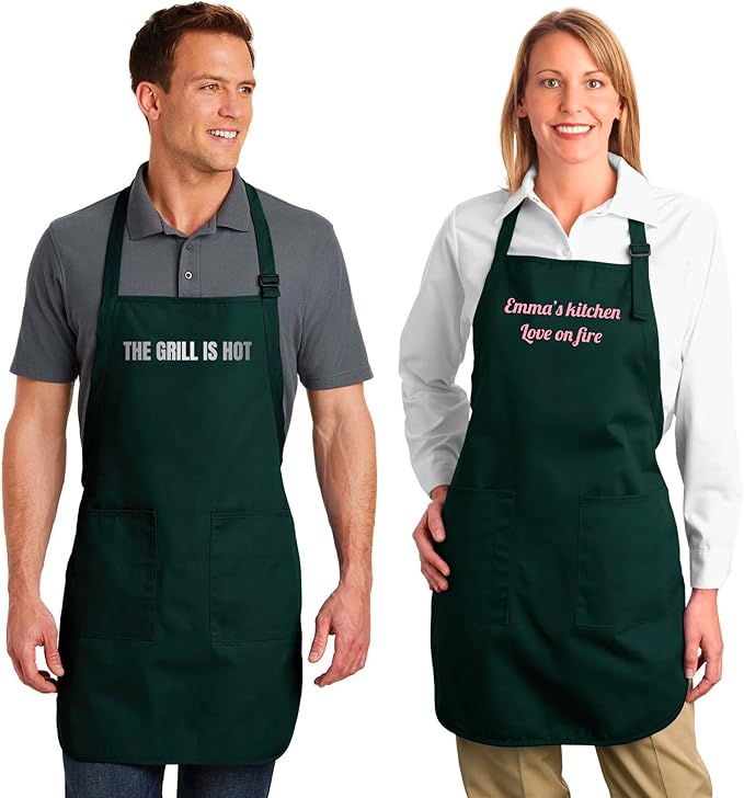 Custom Text Cooking & BBQ Apron – Personalized Chef or Grill Gift – Full Length (1-3 Lines)