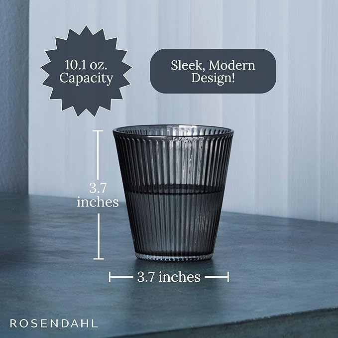 Rosendahl Grand Cru Nouveau Glass Tumbler Set (Set of 4) - 8.8 Fl. Oz. - Lead-Free, Dishwasher Safe, Elegant Clear Glass Drinkware for Water, Juice, Coffee, and Wine - Modern, Durable (Smoke)