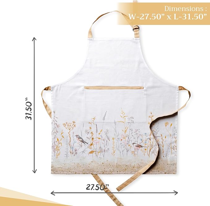 Maison d' Hermine 100% Cotton Apron for women with Pocket Kitchen Chef Apron for Men Cooking Gardening Server Waitress