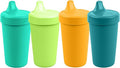 Re-Play Spill-Proof Sippy Cups - Reusable 10 Oz Set of 4, Dishwasher & Microwave Safe, Made in USA, Aqua Asst.
