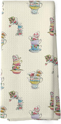 Vintage Spring Floral Teacups Kitchen Dish Towels, Retro Garden Tea Lover Gifts for Women, Roses Flower Cups Teapots Kitchen Decor, Tea Time Hand Towels Kitchen Tea Towels Decorations, 16x24inch