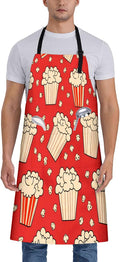 Movie Popcorn Apron for Women, 28x33in, Kitchen Chef Aprons with 2 Pockets, Polyester, Cinema Popcorn Apron for Cooking BBQ Baking Gardening Chef, Gifts for Mom Wife Dad