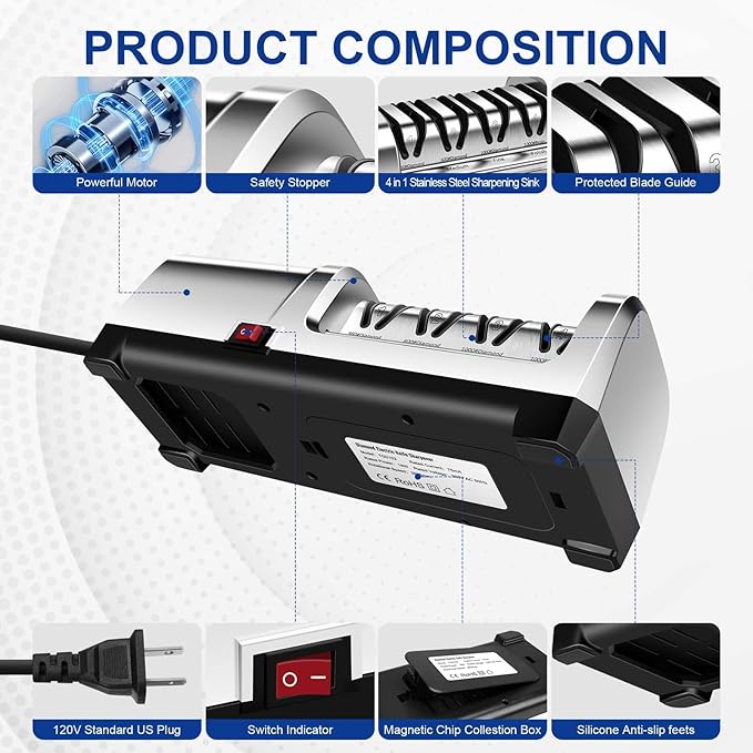 YBSVO 4 Stage Heavy-Duty Professional Electric Knife Sharpener